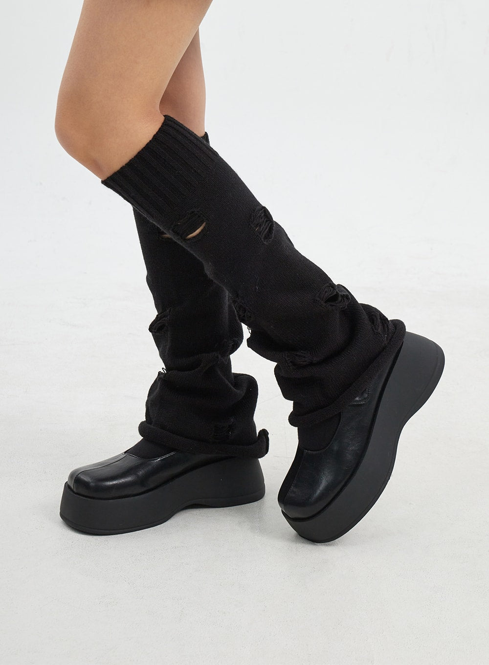 Quadratische Zehen Chunky Plattform Mary Jane CJ317