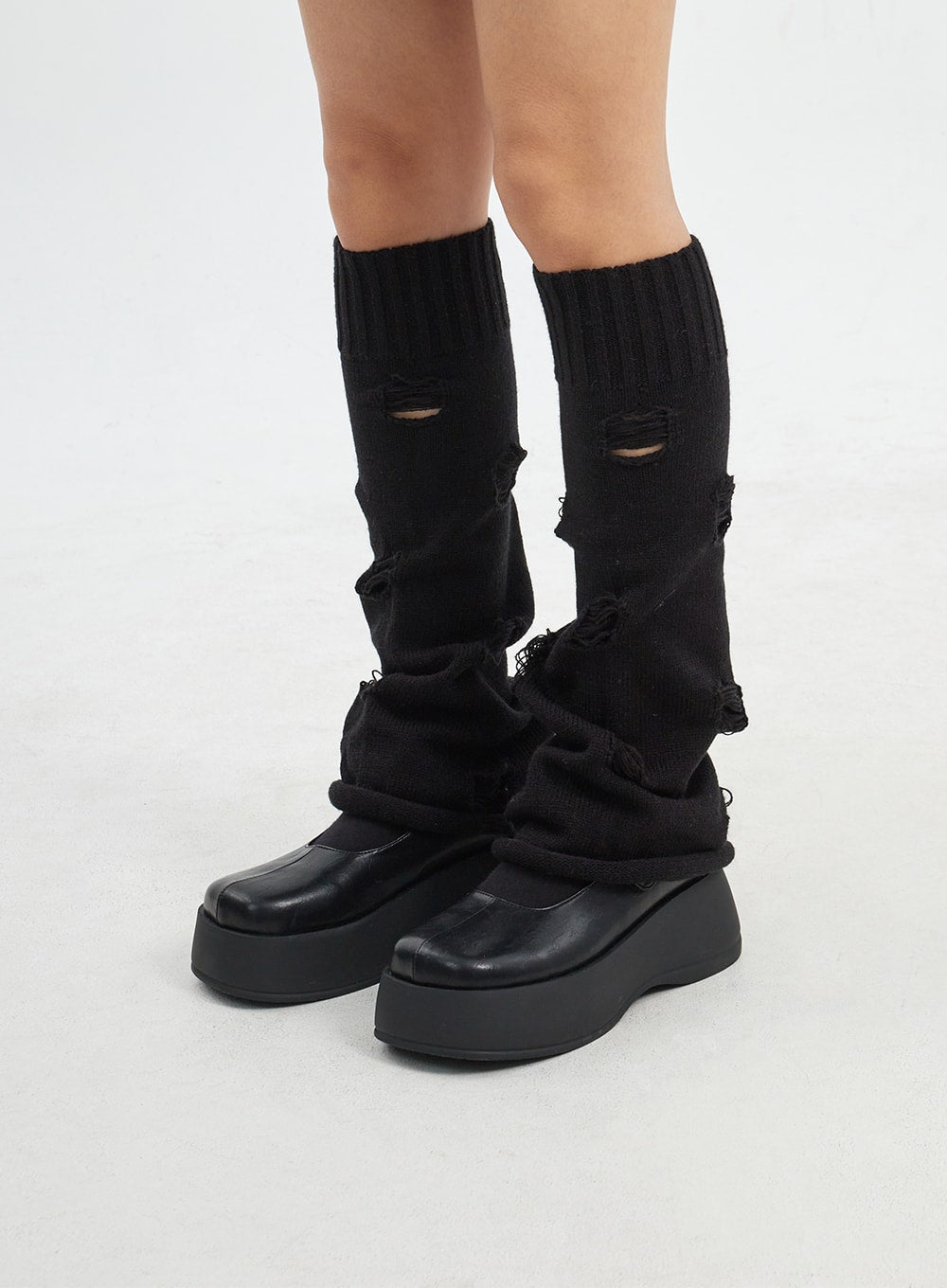 Quadratische Zehen Chunky Plattform Mary Jane CJ317