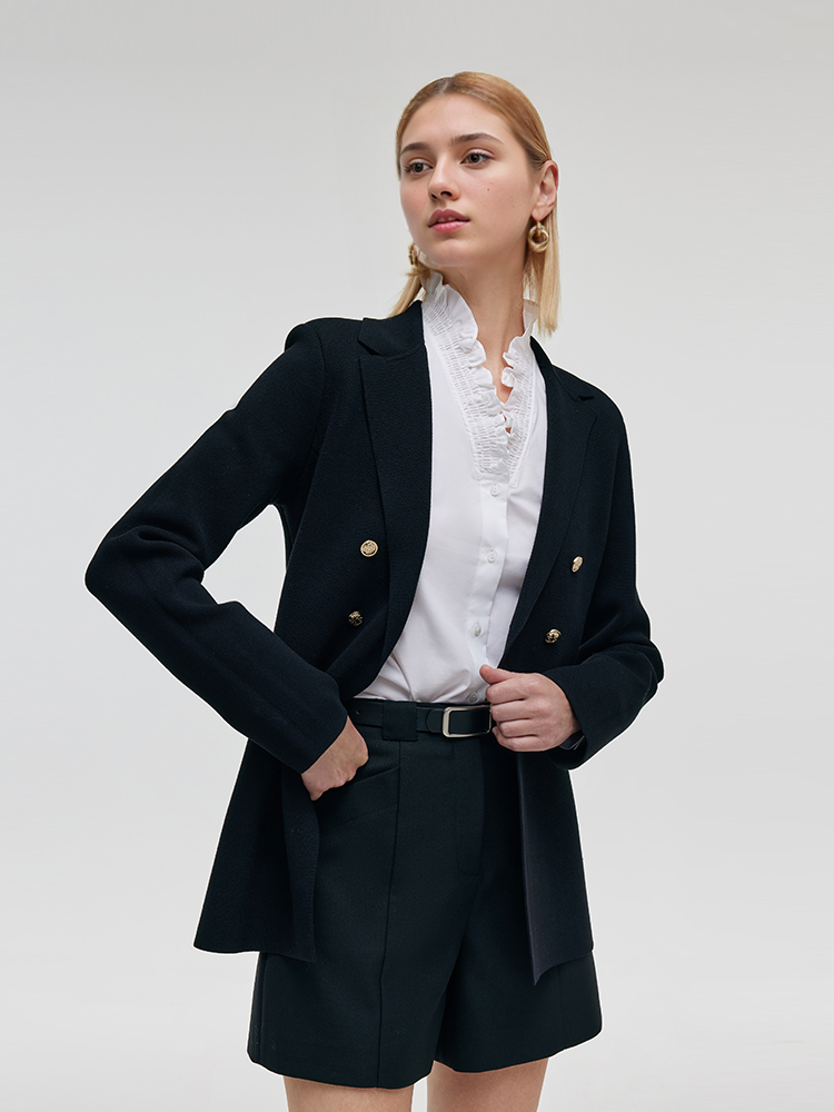 Damen Sweater Blazer mit dehnbarem Kragen