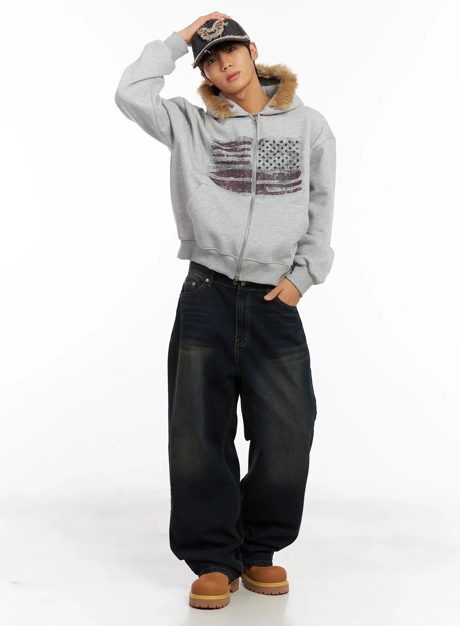 Herren Vintage Abgewetzte Denim Baseballmütze ID511