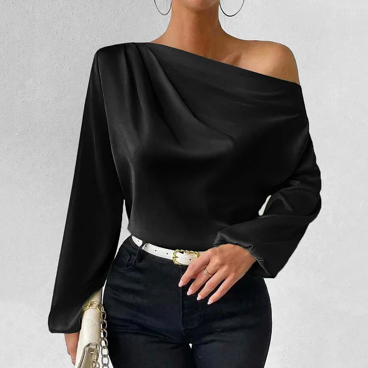Fara | Elegante Asymmetrische Satinbluse