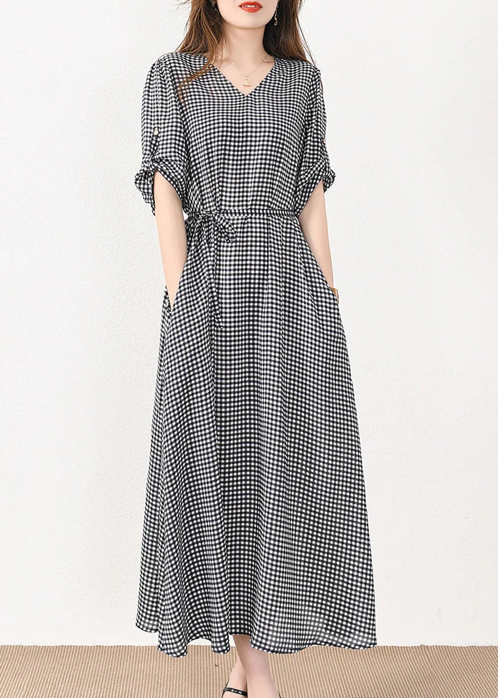 Freja | Lange Kleid im Französischen Karomuster