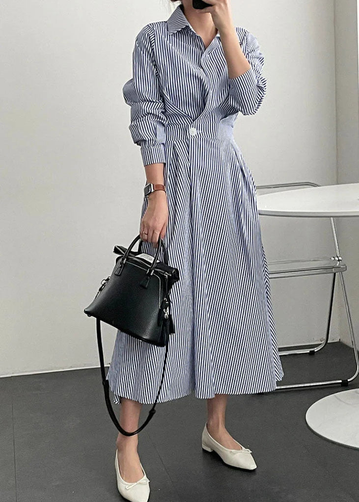 Suzzie | Midikleid mit Streifen und Taillengürtel