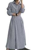 Suzzie | Midikleid mit Streifen und Taillengürtel