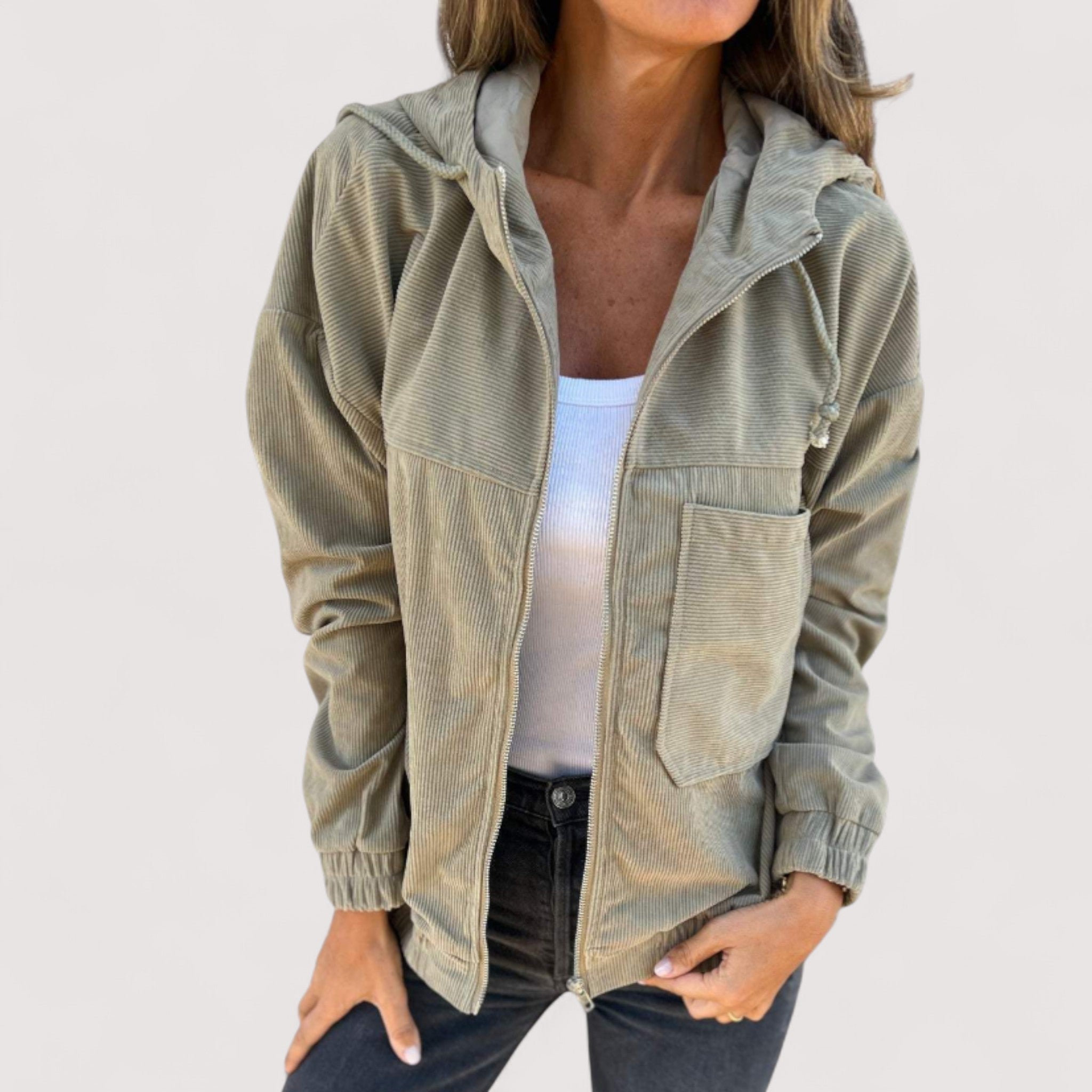 Marta Damen Cord-Kapuzenjacke – Lässig, Warm & Komfortabel