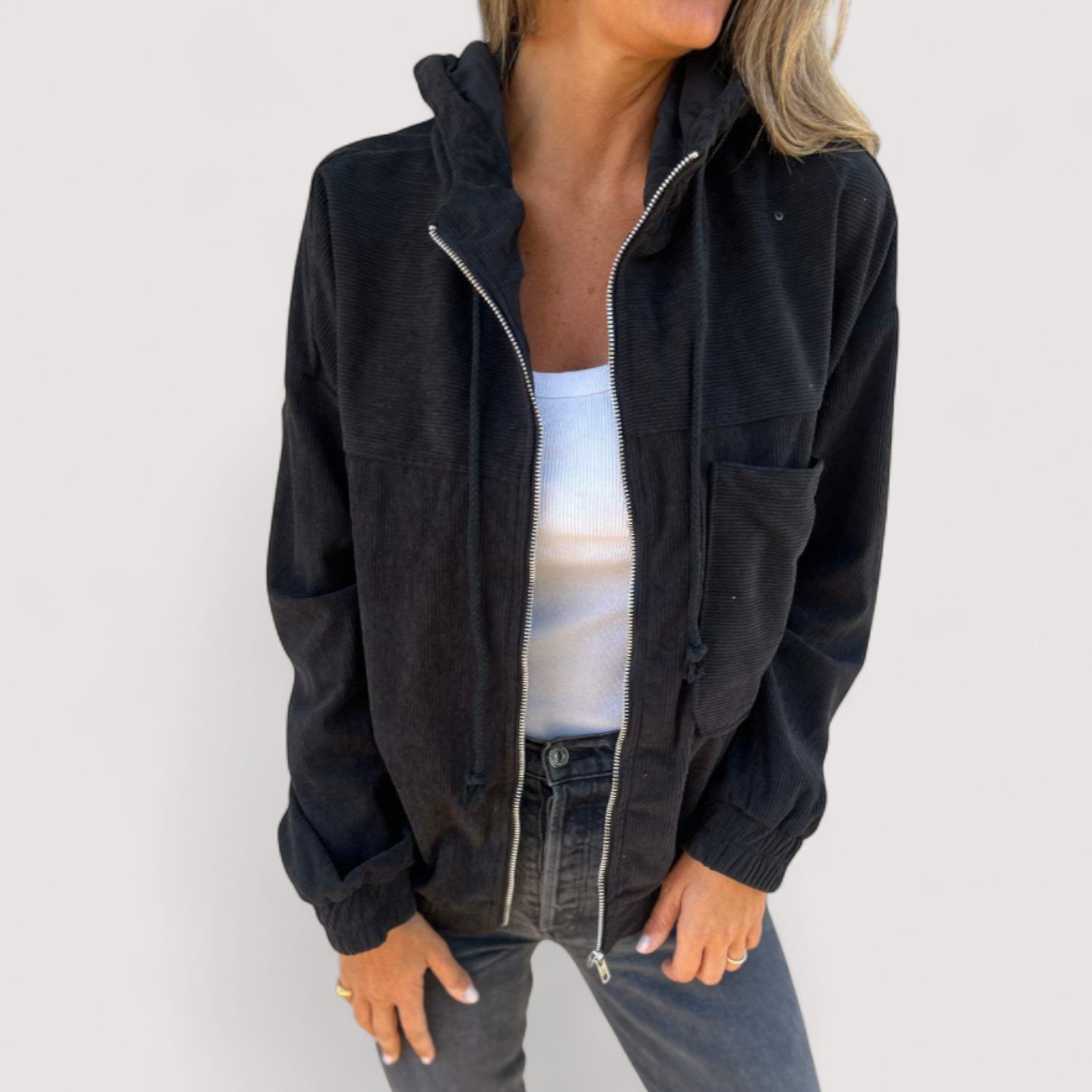 Marta Damen Cord-Kapuzenjacke – Lässig, Warm & Komfortabel