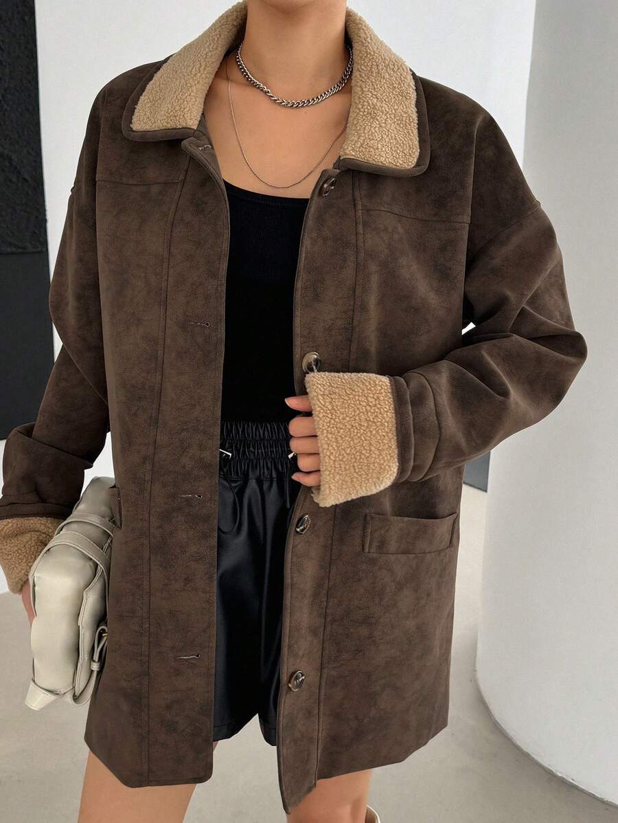 DAZY | Wildleder Sherpa gefütterte Jacke