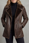 Ravella | Lederjacke mit Lammfellkragen