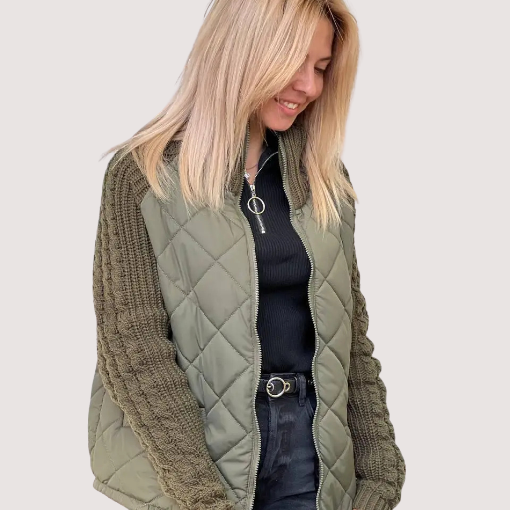 Damen Strickjacke – Patchwork-Design, Lässig & Bequem