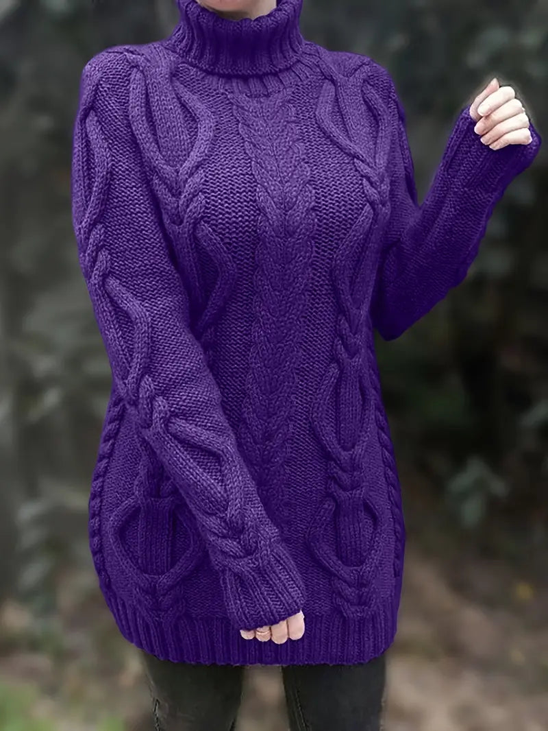 Narda Damen Rollkragen Kleid