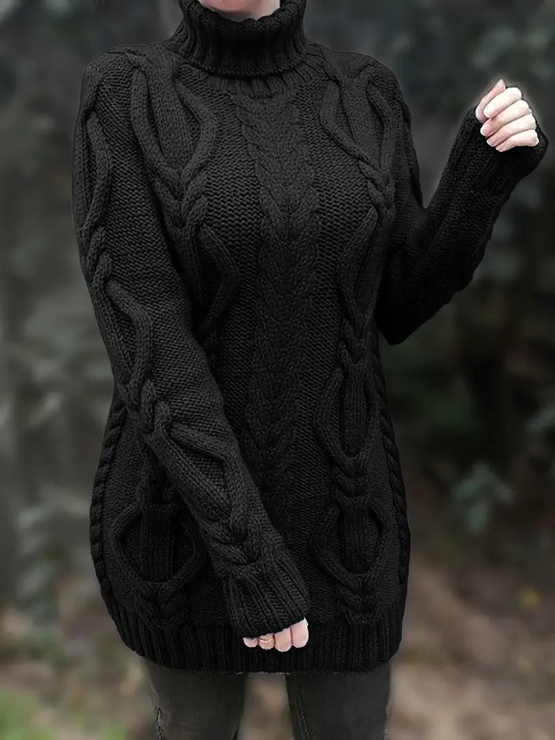 Narda Damen Rollkragen Kleid