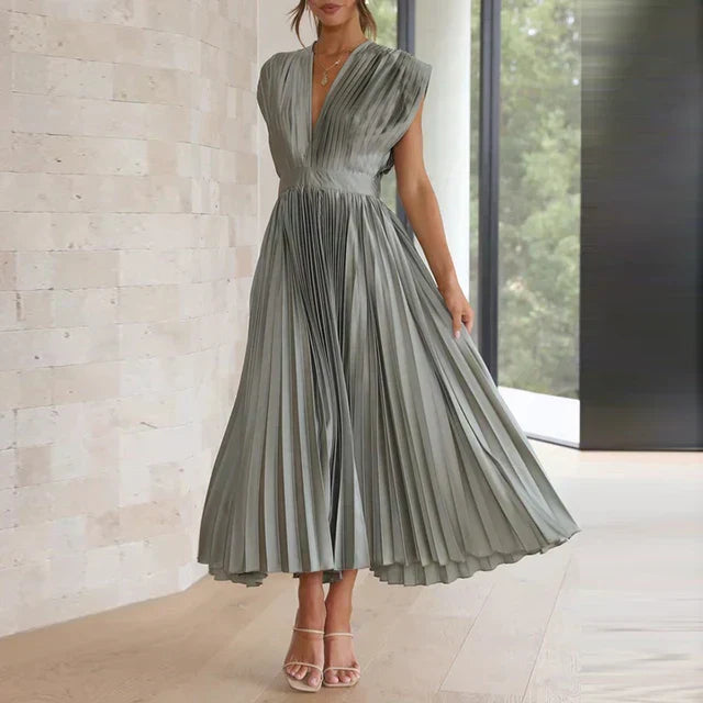 Lisi Maxikleid mit V-Ausschnitt und Plissee