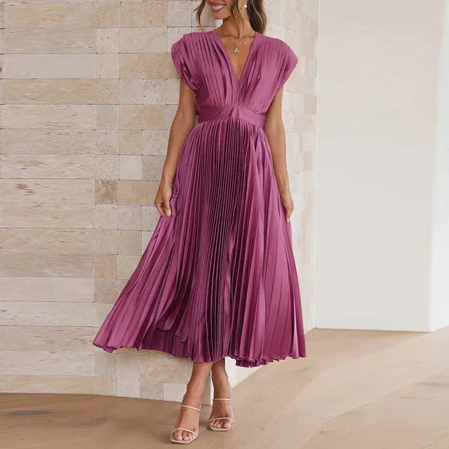 Lisi Maxikleid mit V-Ausschnitt und Plissee