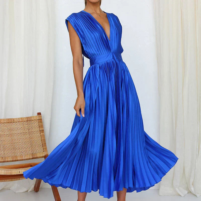 Lisi Maxikleid mit V-Ausschnitt und Plissee