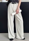 Beigefarbene Hochtaillierte Hose mit Taschen