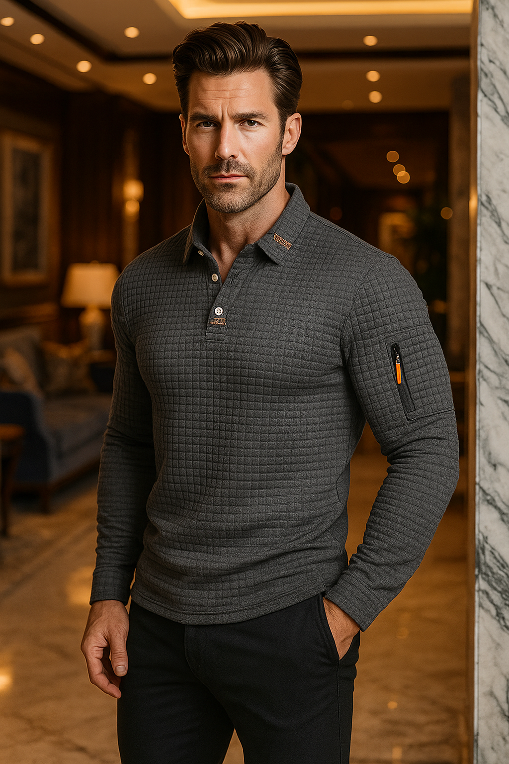 Ephraim | Strukturiertes Poloshirt Mit Ärmeltasche