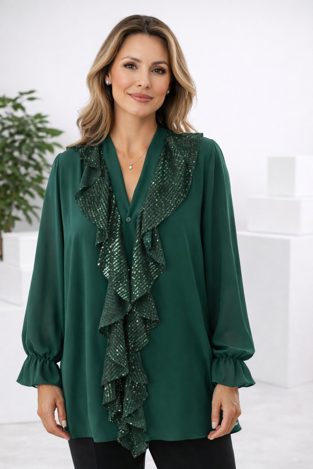 Langärmliges | Chiffon-Shirt