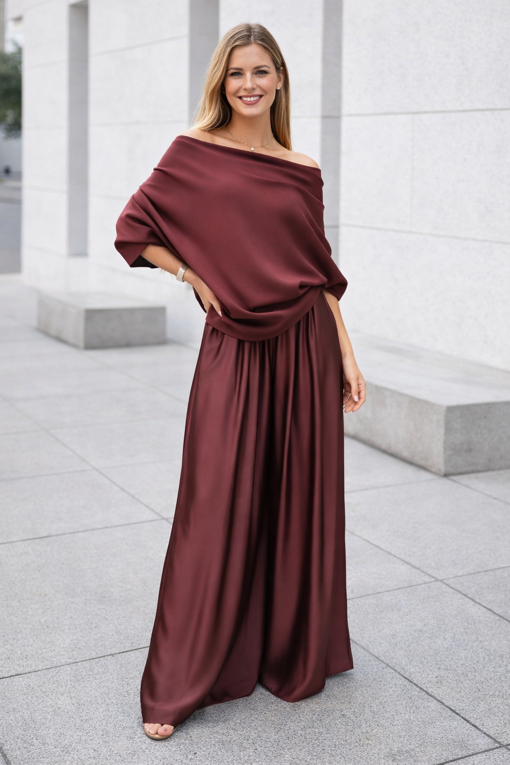 Nysa | Satinhose und Bluse Set