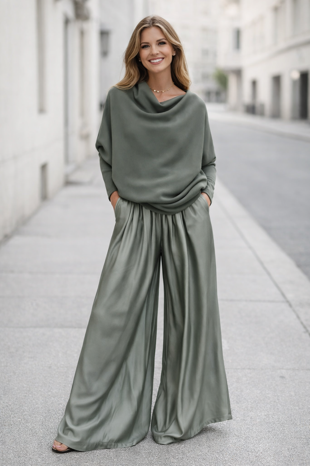 Nysa | Satinhose und Bluse Set