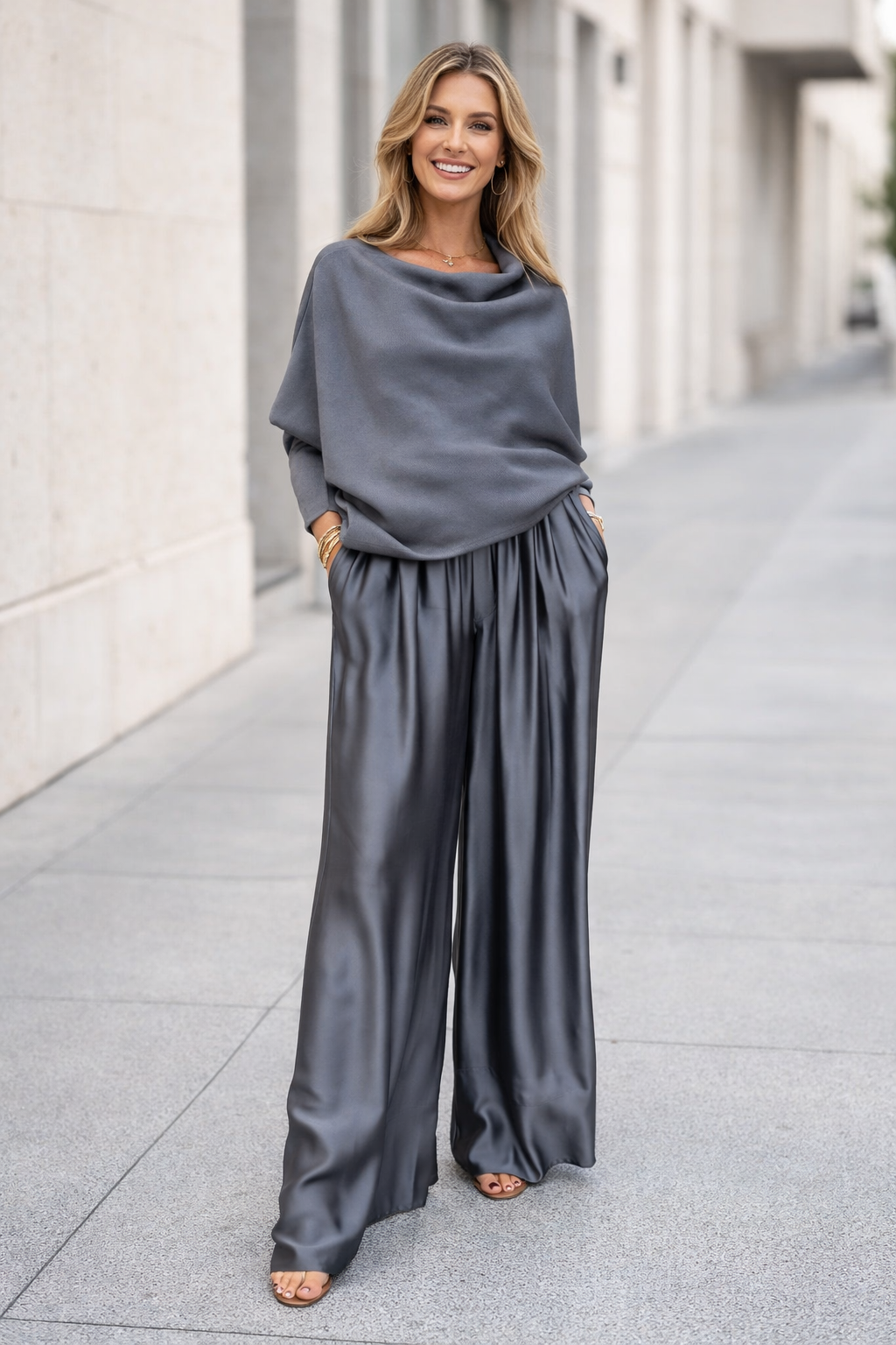 Nysa | Satinhose und Bluse Set