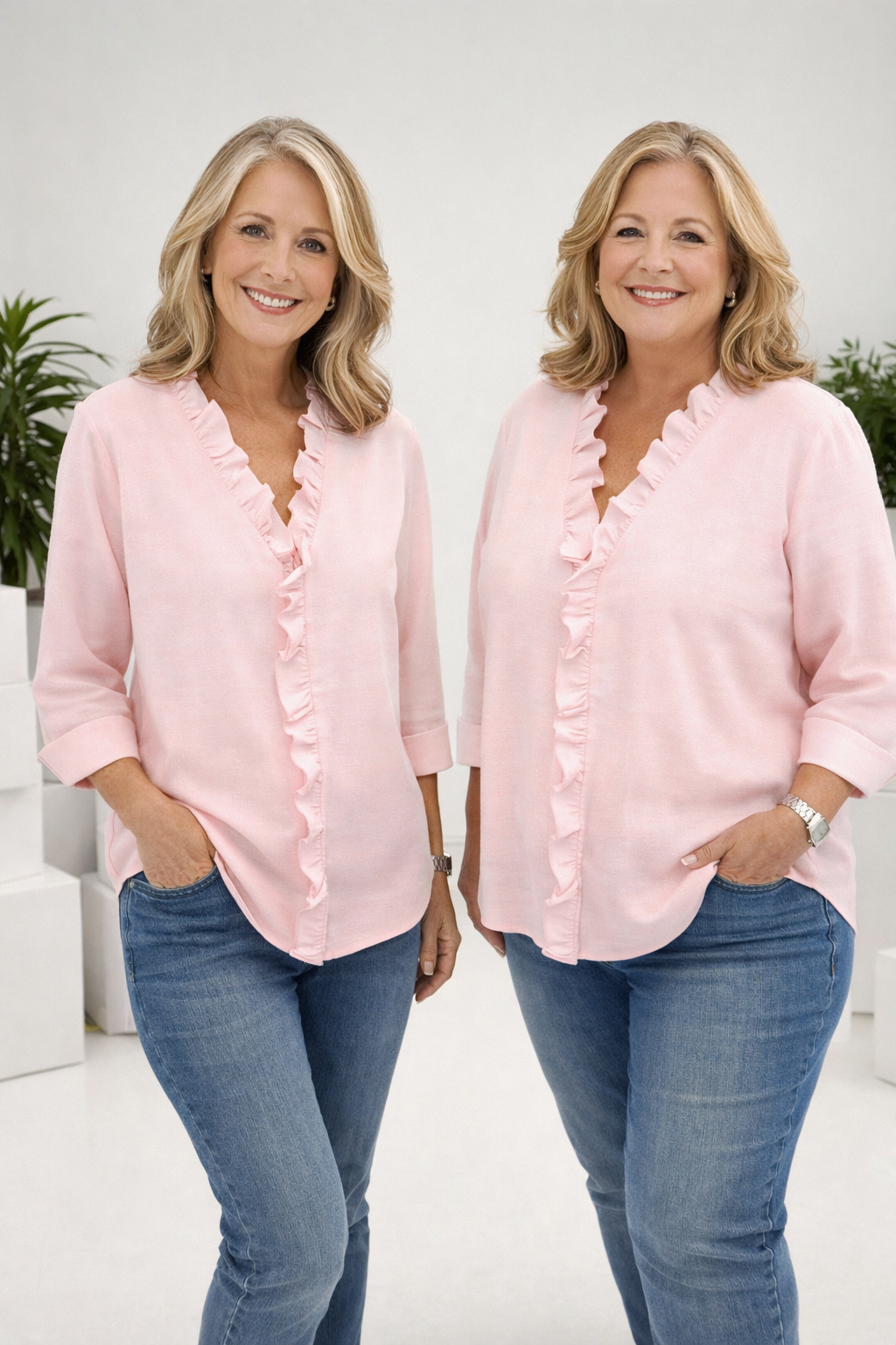 Aletta | Bluse Mit Rüschen, V-Ausschnitt Und Langen Ärmeln