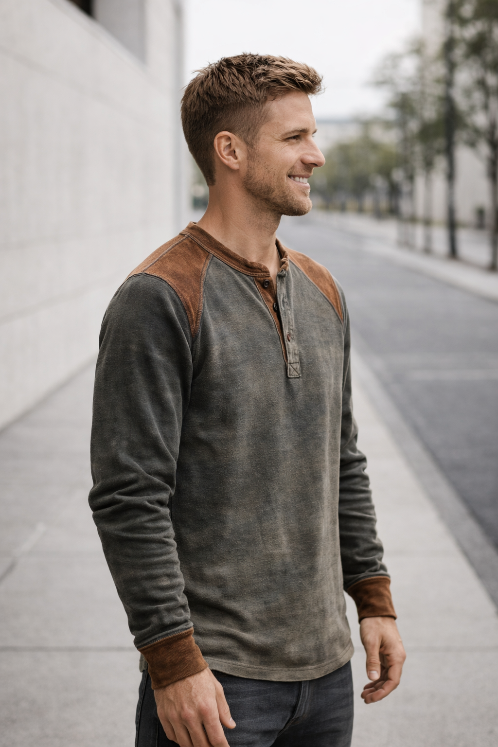 Herren Henley-Shirt – Lässig, Langarm & Komfortabel