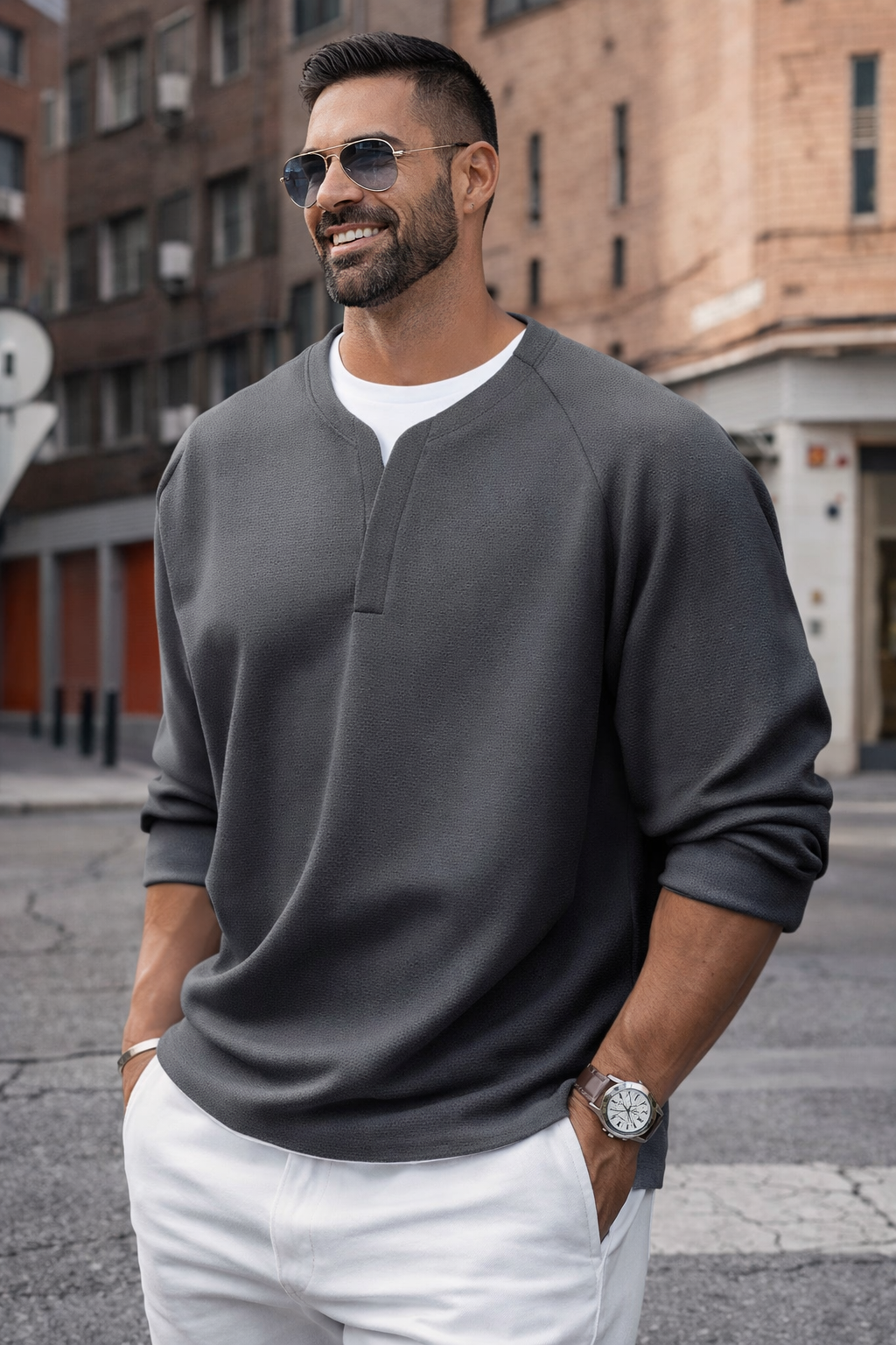 Brogan | Langärmliges Henley-Shirt mit bequemer Passform