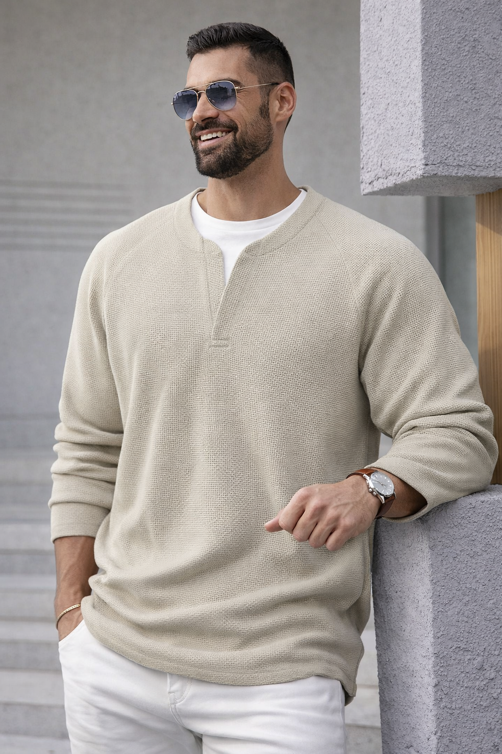 Brogan | Langärmliges Henley-Shirt mit bequemer Passform