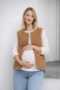 Alma | ärmellose braune Woll-Umstandsjacke