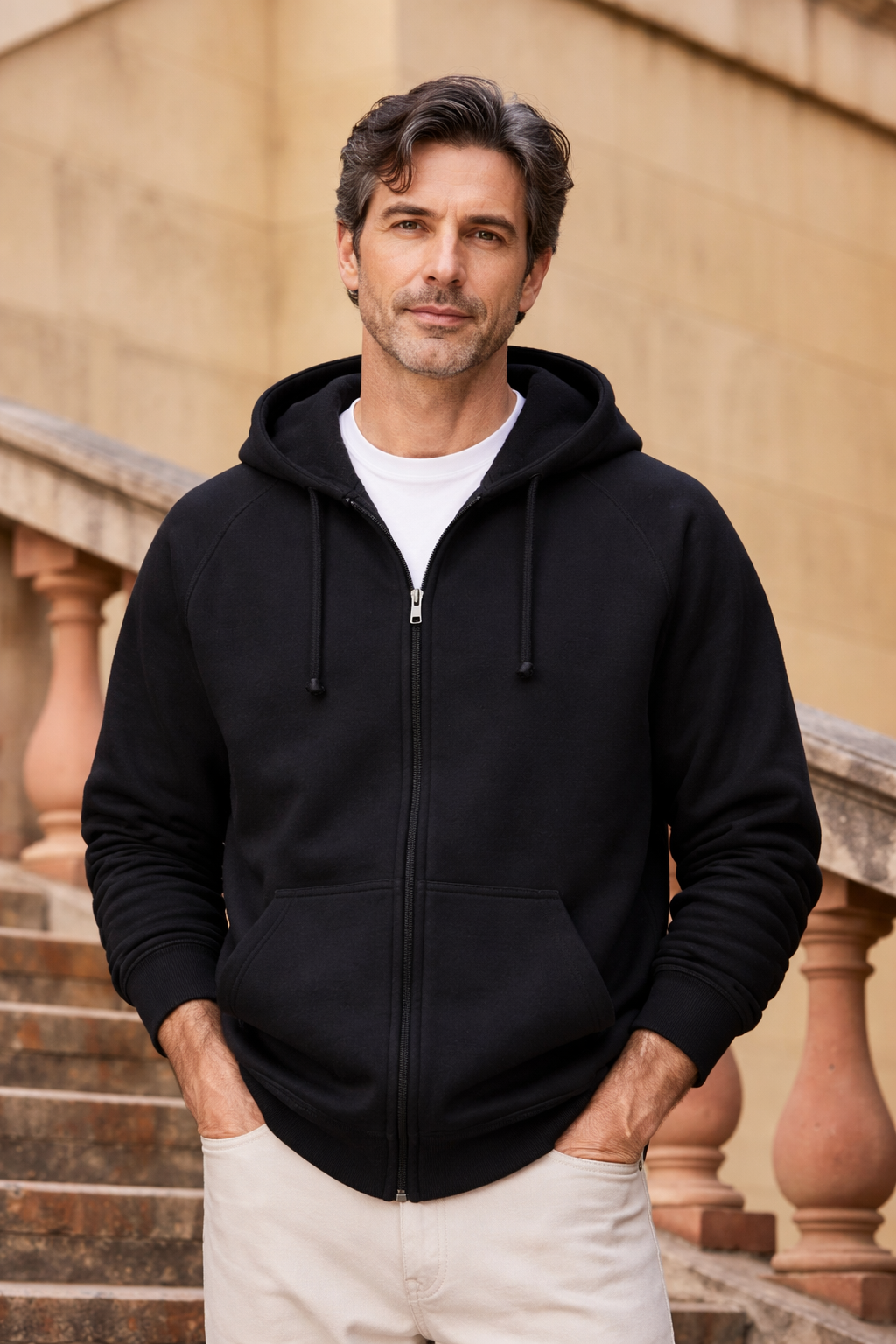 Orleane | Neutral - Herren Kapuzensweatjacke