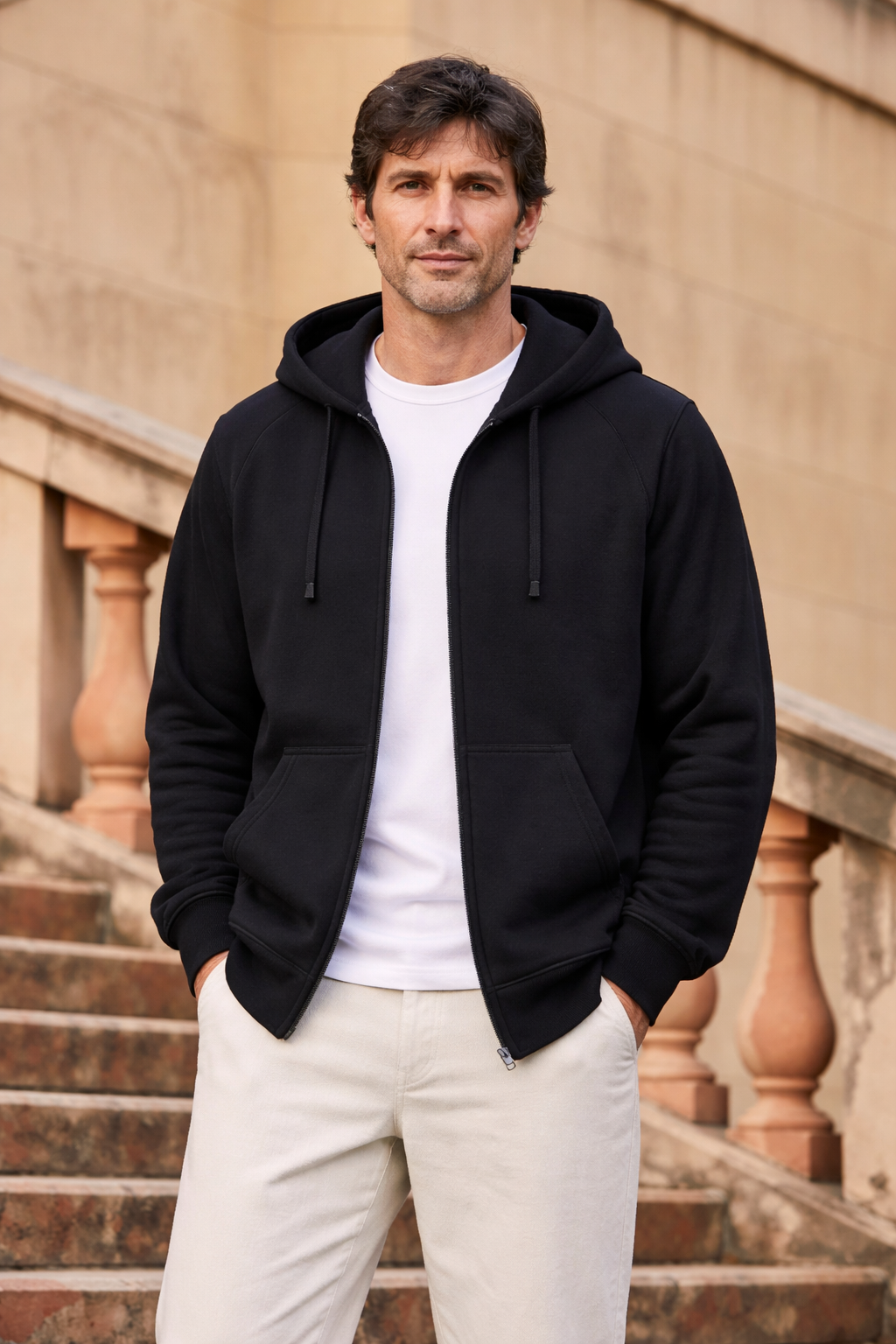 Orleane | Neutral - Herren Kapuzensweatjacke