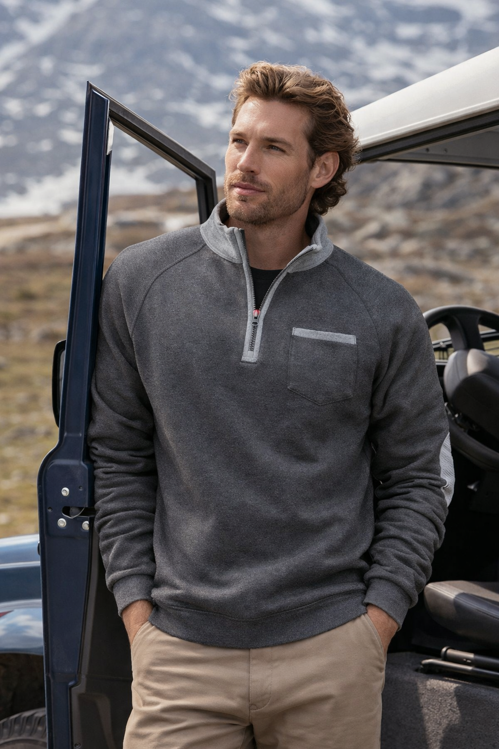 Lovas | Herrenpullover mit halbem Reißverschluss