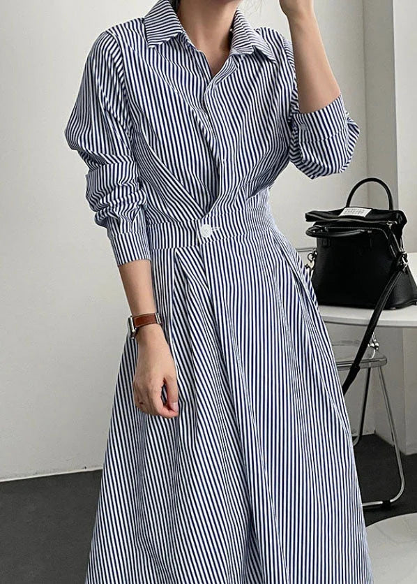 Suzzie | Midikleid mit Streifen und Taillengürtel
