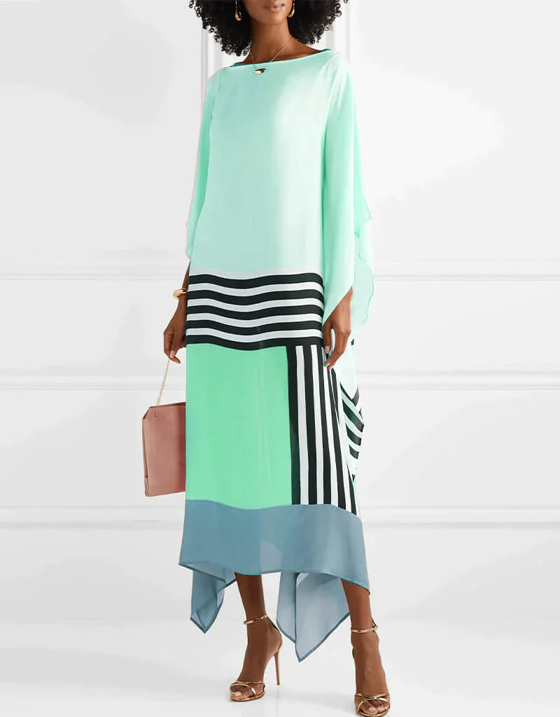 Susan Gestreiftes Patchwork Kleid Mit Druck