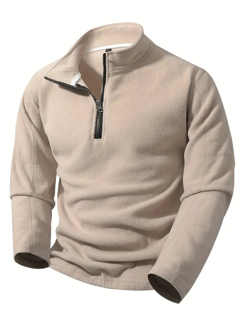 Herren Sweatjacke – Halber Reißverschluss, Stehkragen & Bequem