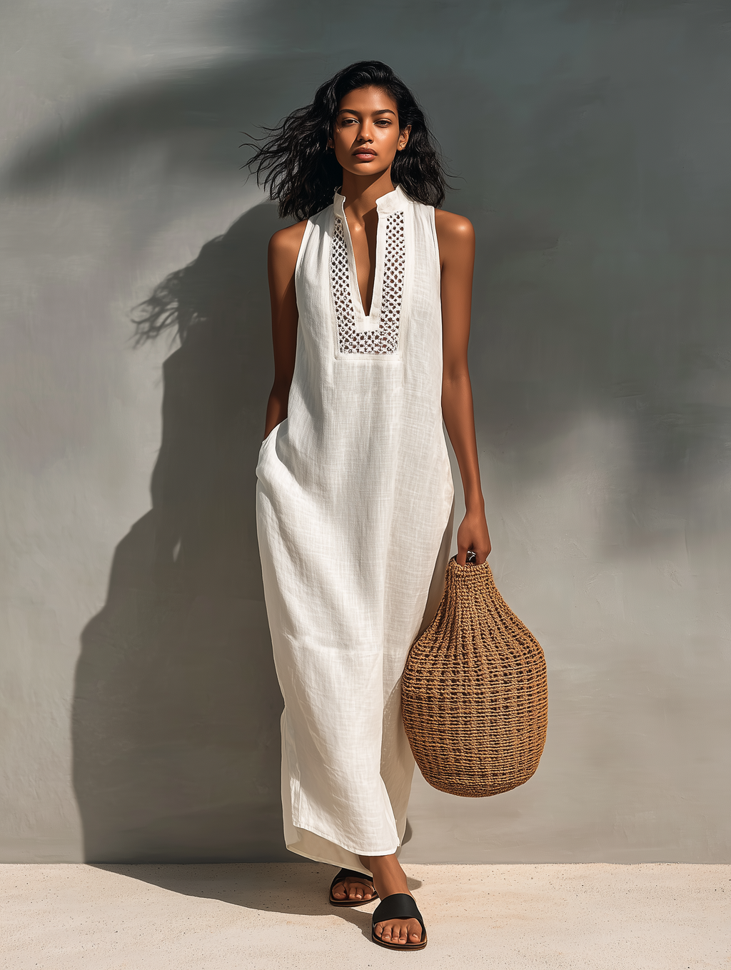 Marcelle | Minimalistisches Maxikleid ohne Ärmel