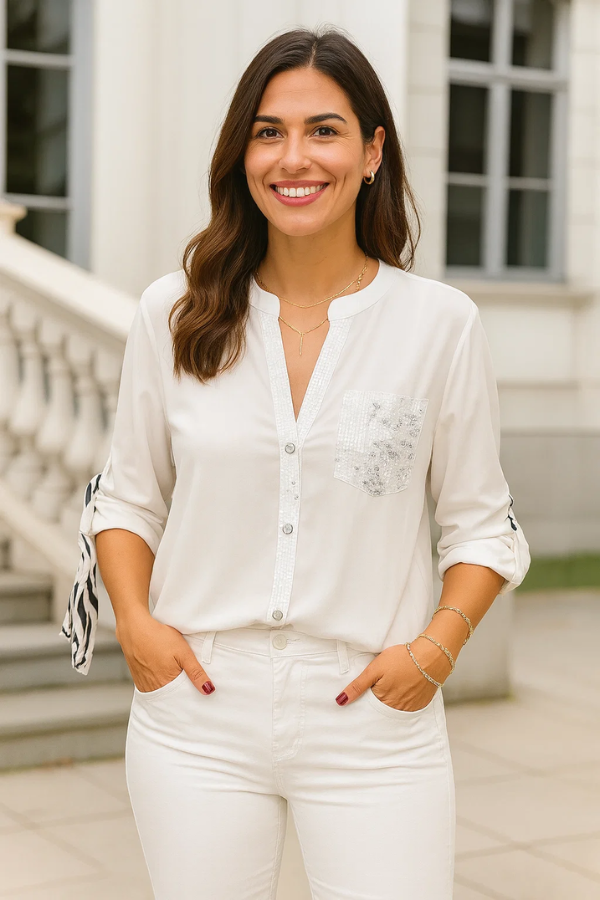 Anne | Lässiges Top mit Pailletten-Details