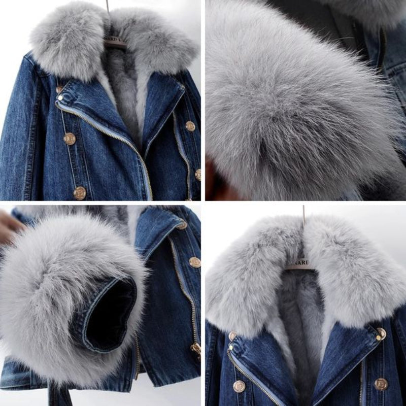 Phylicia | Elegante Jeansjacke mit Kunstpelzkragen