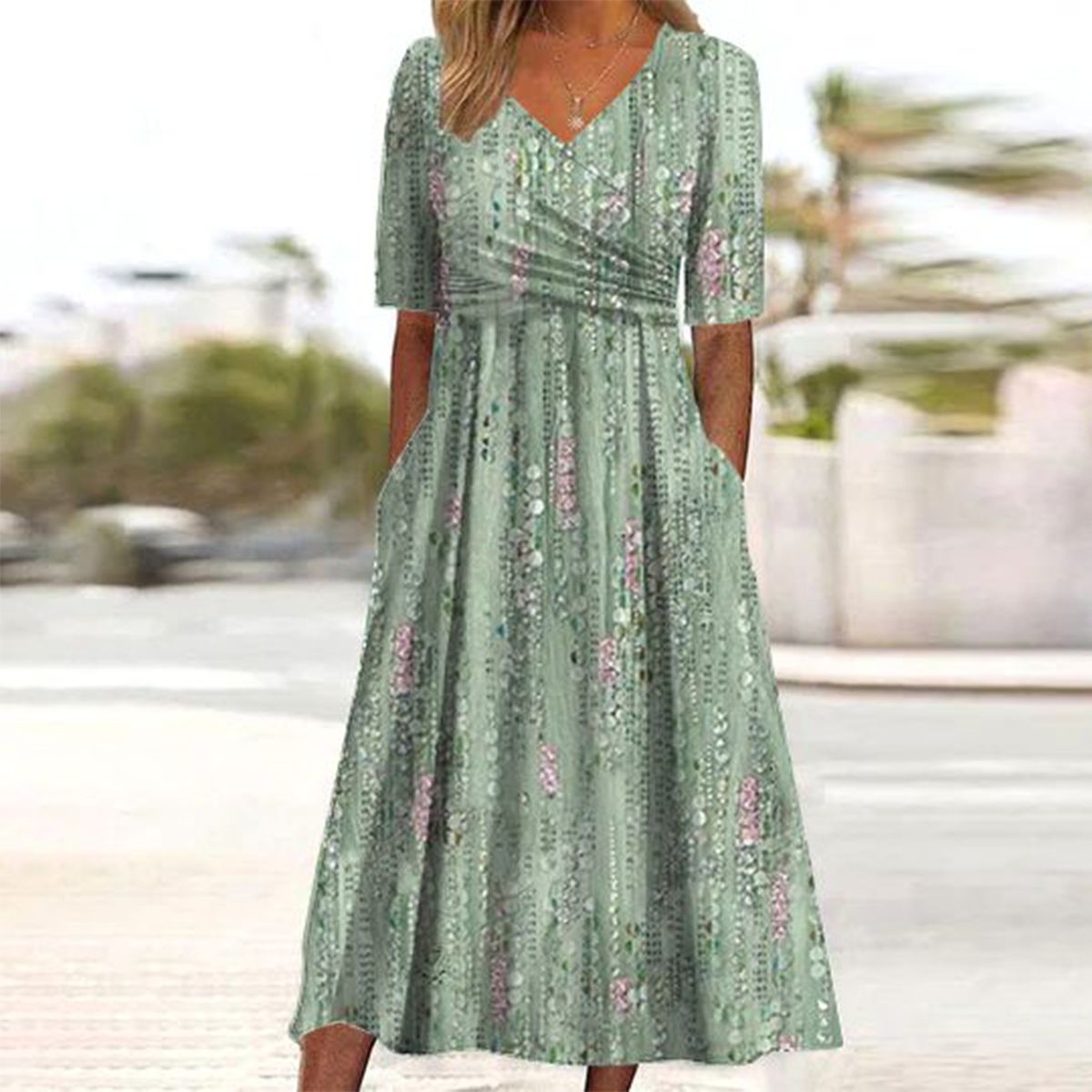 Pflanzenzauber Midi Kleid