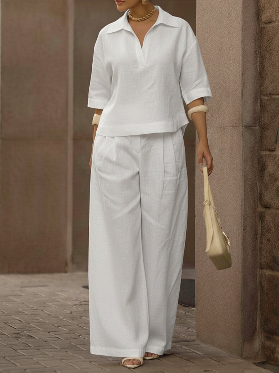 Soraya | Leinen Baumwolle Set mit Hemd und Hose