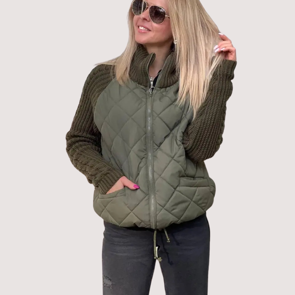 Damen Strickjacke – Patchwork-Design, Lässig & Bequem