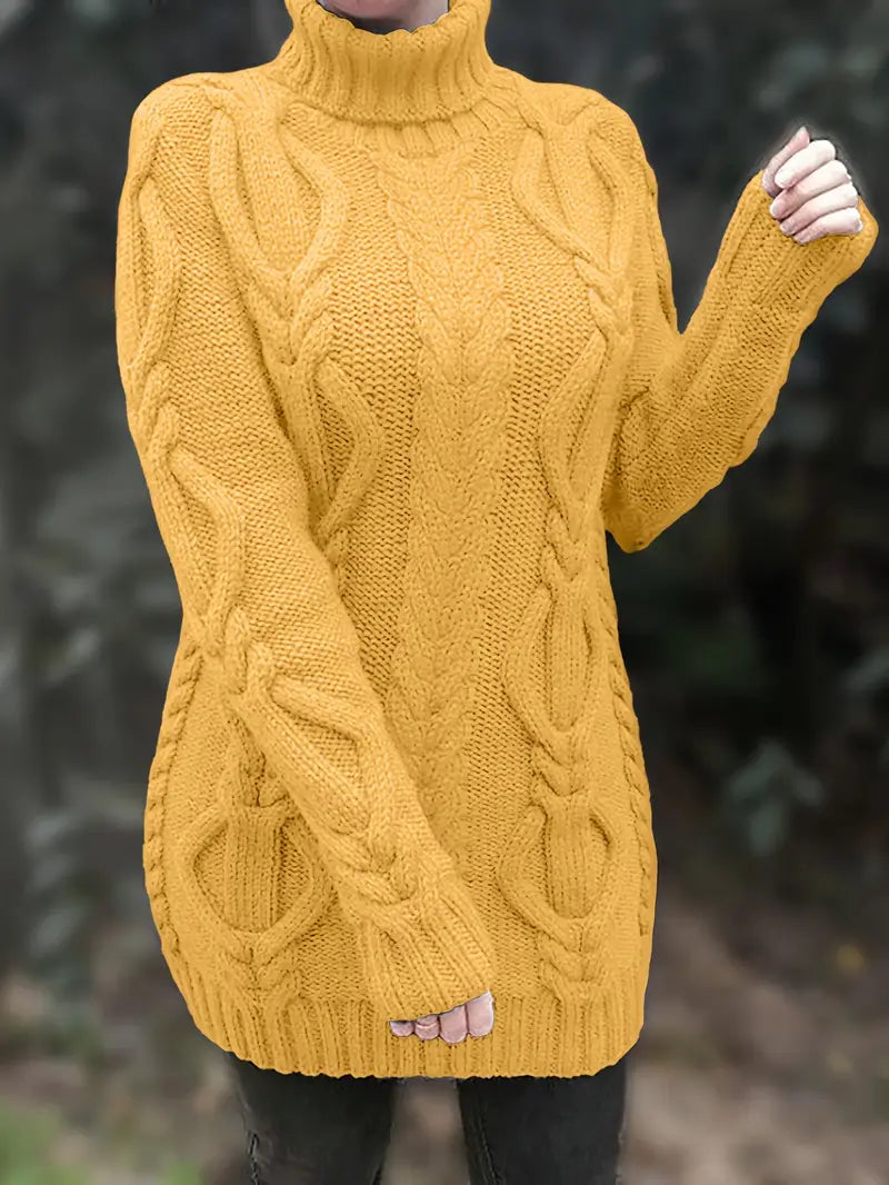 Narda Damen Rollkragen Kleid