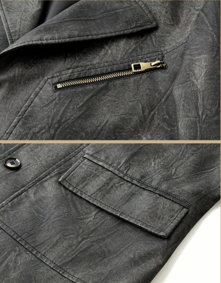 Julien – Lederjacke mit Lokomotivkragen