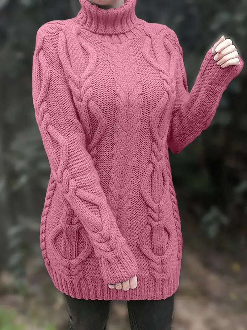 Narda Damen Rollkragen Kleid