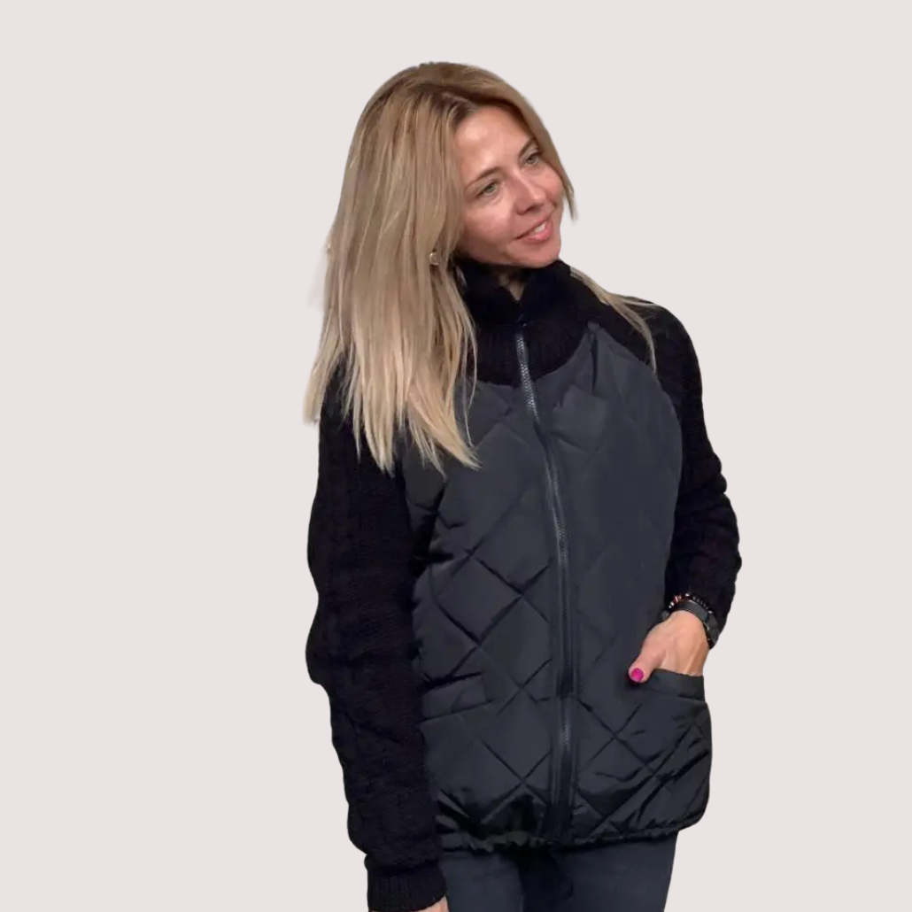 Damen Strickjacke – Patchwork-Design, Lässig & Bequem