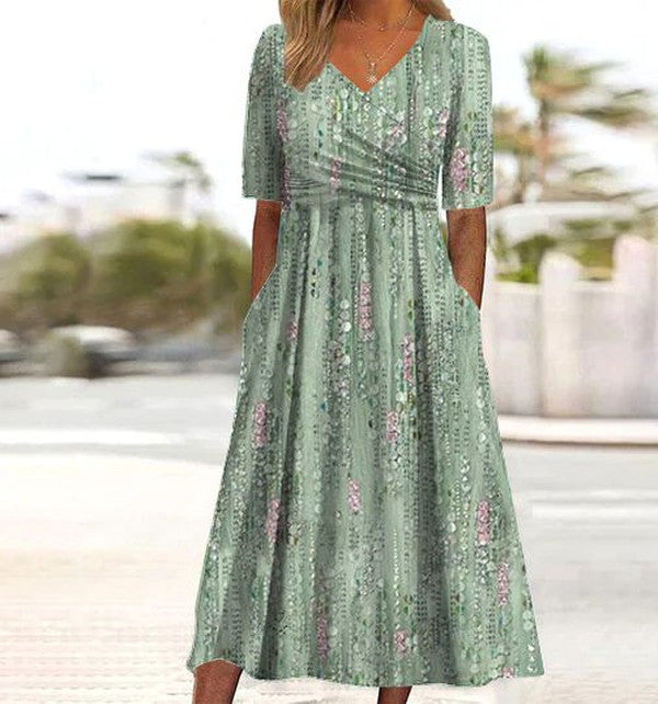 Pflanzenzauber Midi Kleid