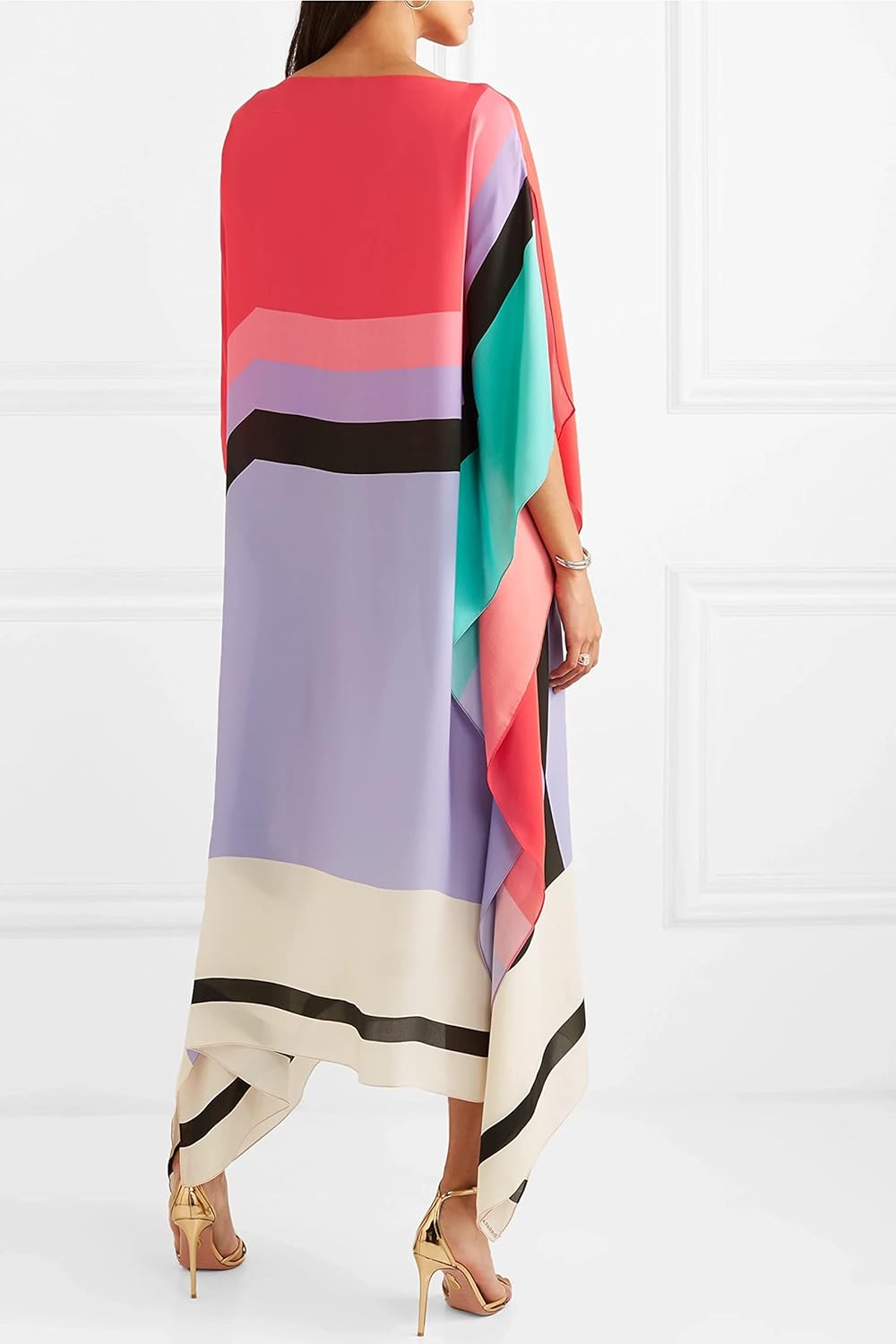 Susan Gestreiftes Patchwork Kleid Mit Druck