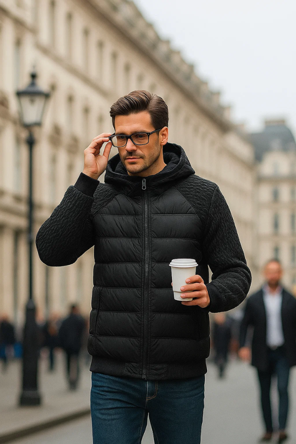 Kalen | Wattierte Herrenjacke mit Kapuze