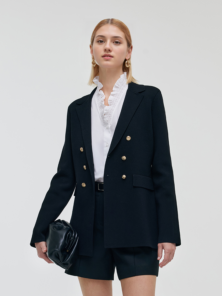 Damen Sweater Blazer mit dehnbarem Kragen
