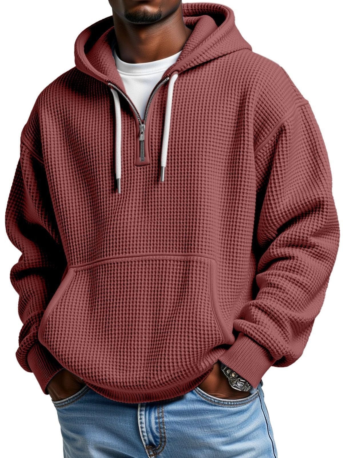 André | Waffel Quarter-Zip Kapuzenshirt